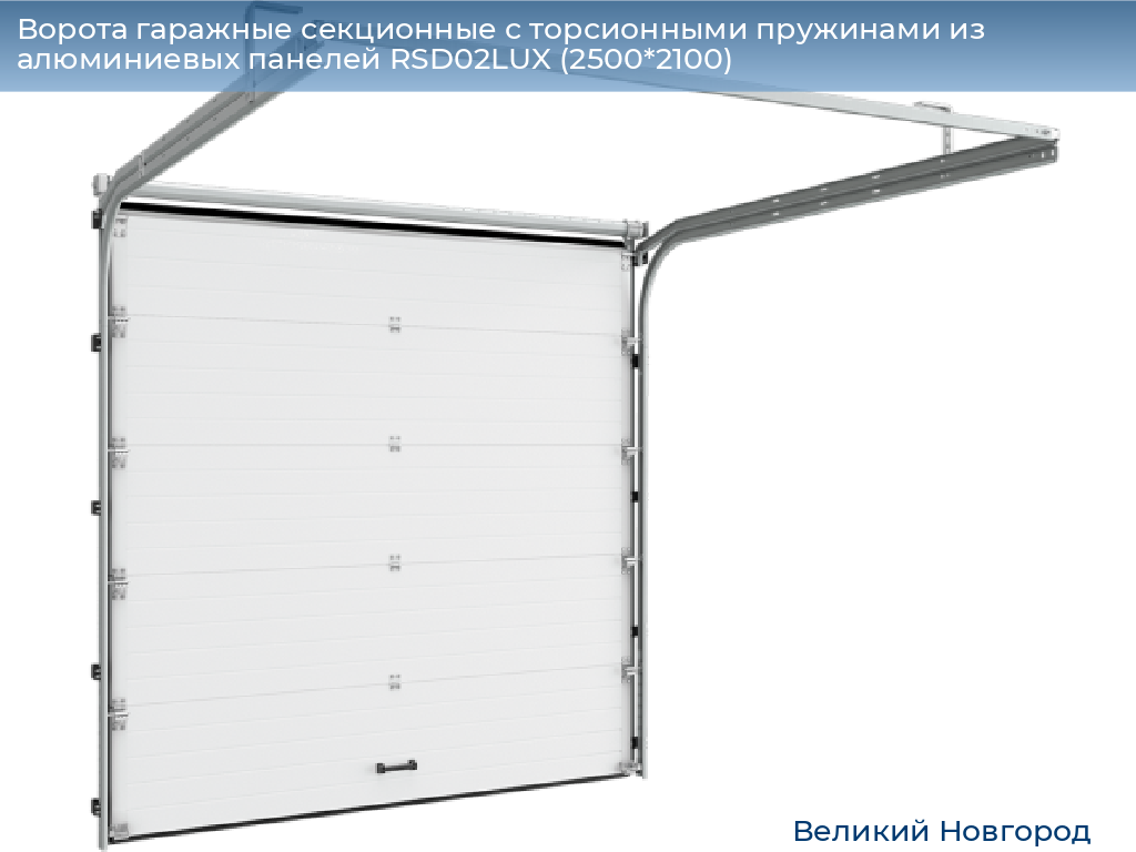 Ворота гаражные секционные с торсионными пружинами из алюминиевых панелей RSD02LUX (2500*2100), vnovgorod.doorhan.ru
