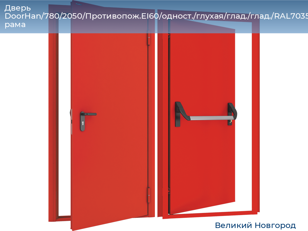Дверь DoorHan/780/2050/Противопож.EI60/одност./глухая/глад./глад./RAL7035/лев./угл. рама, vnovgorod.doorhan.ru
